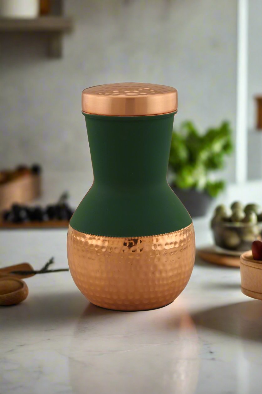 Copper Damru Pot Sea Green