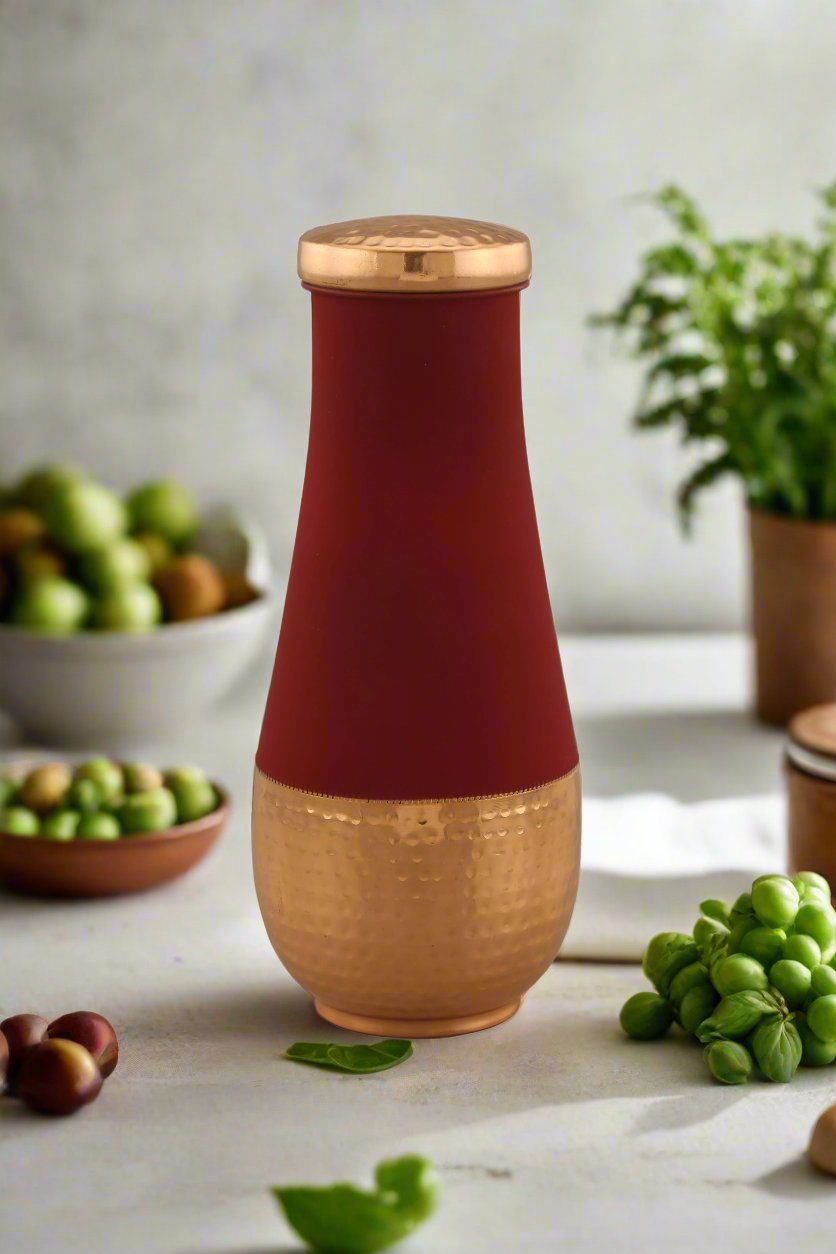 Copper Tulip Pot Cherry Red