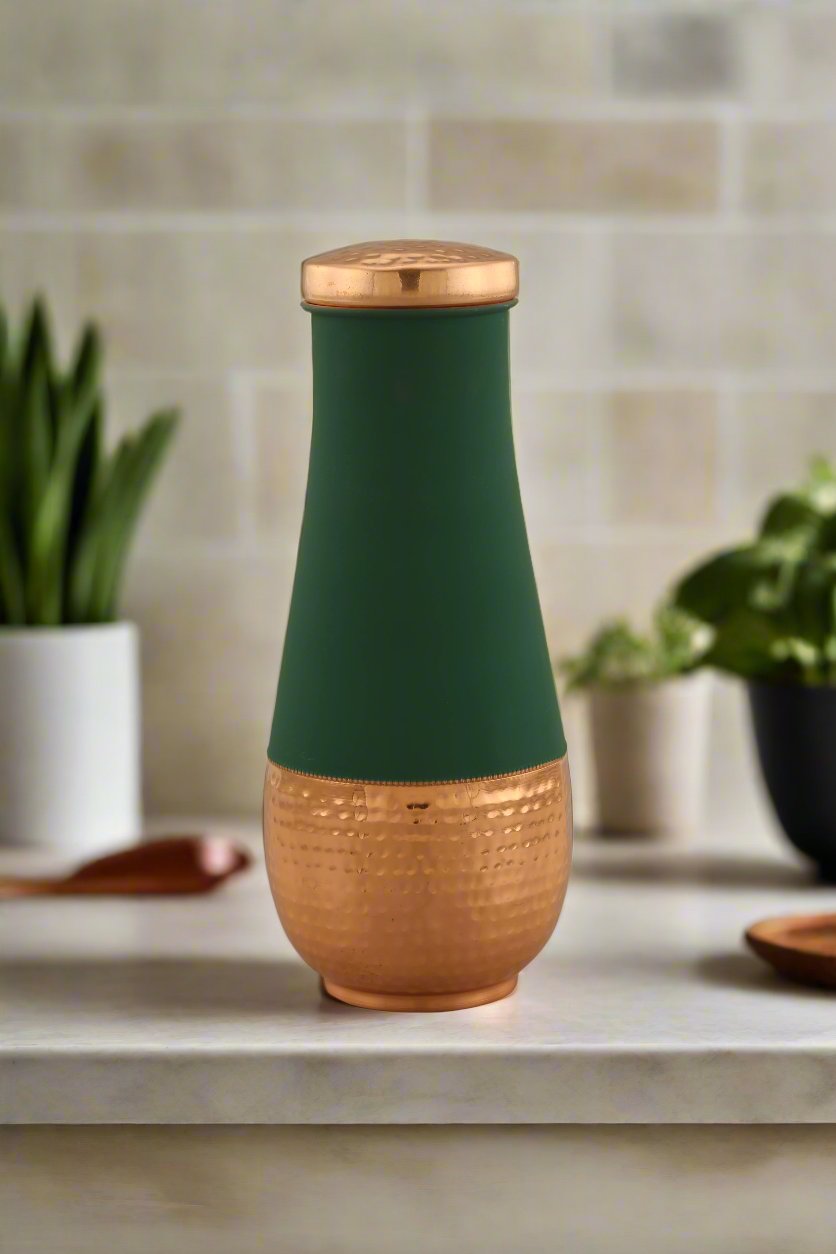 Copper Tulip Pot Green