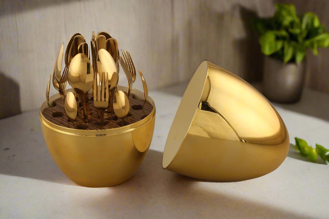 Gold Egg Cutlery Set