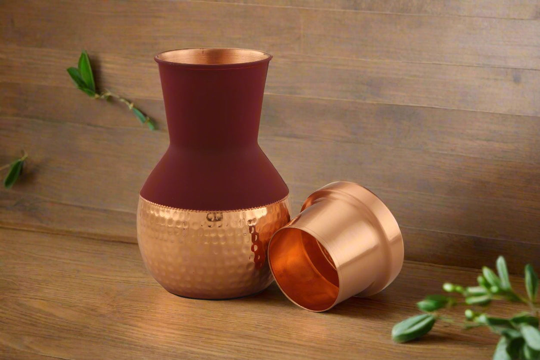 Copper Damru Pot Cherry Red