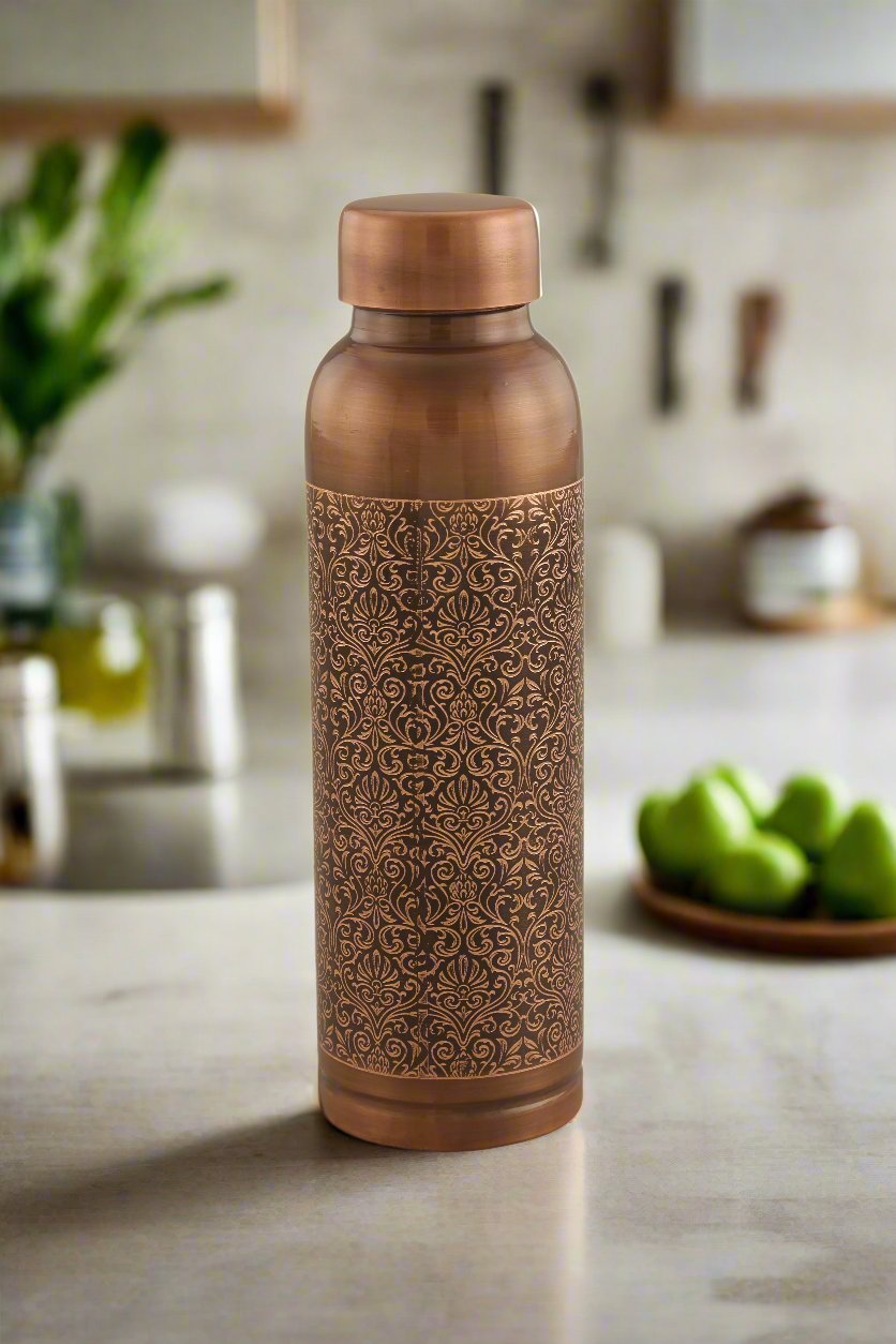 Vital Copper Antique Etching Bottle