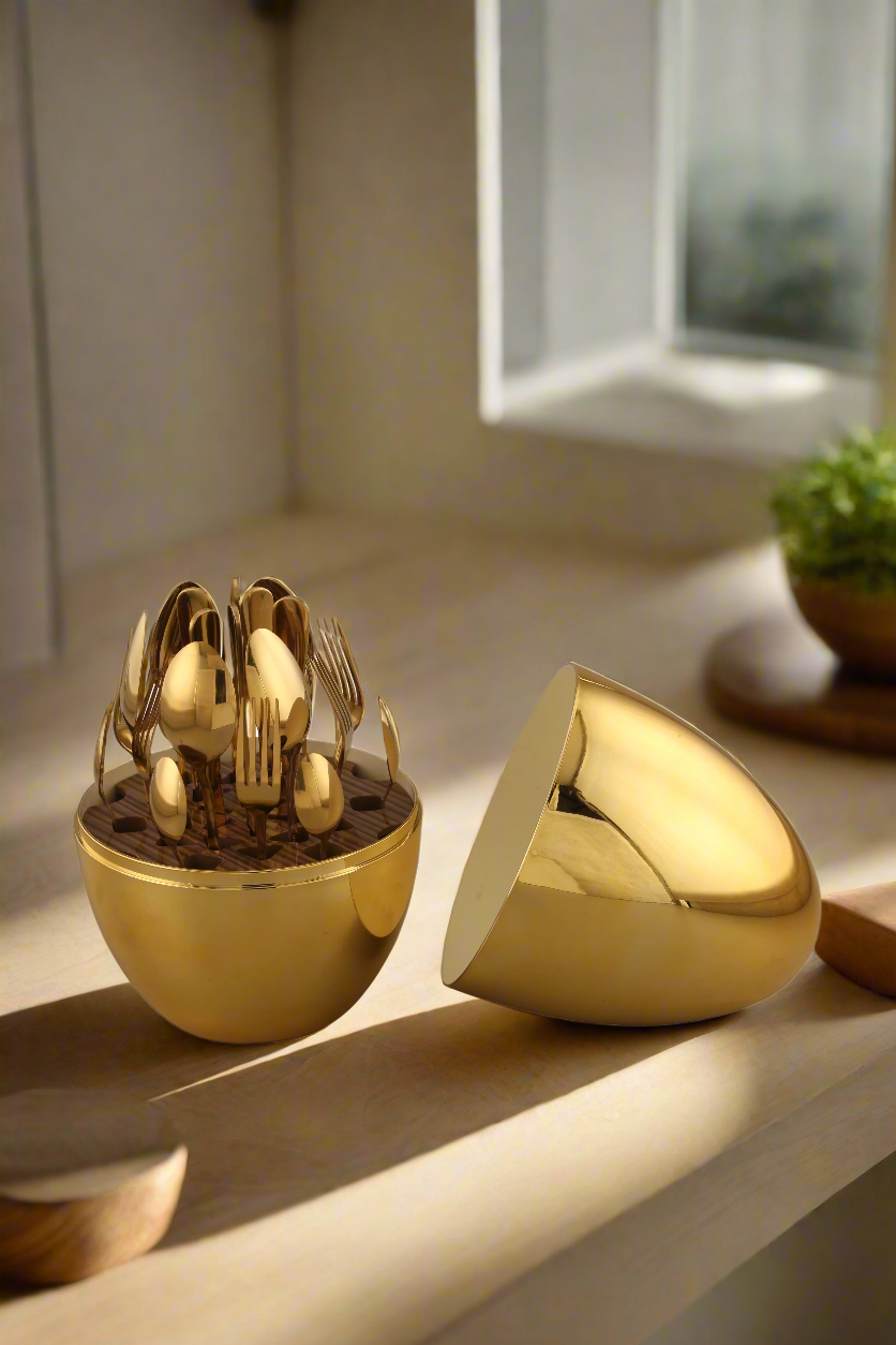 Gold Egg Cutlery Set